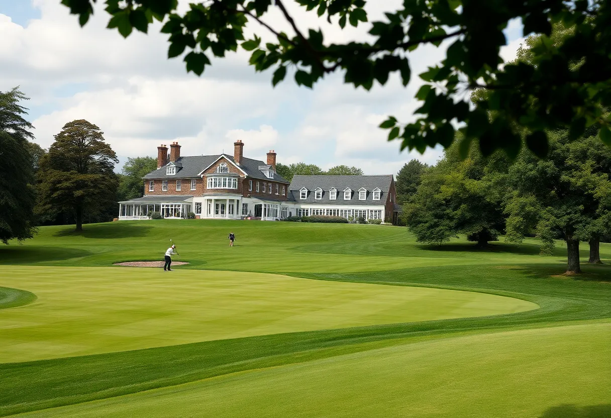 View of the Riviera Country Club golf course and clubhouse