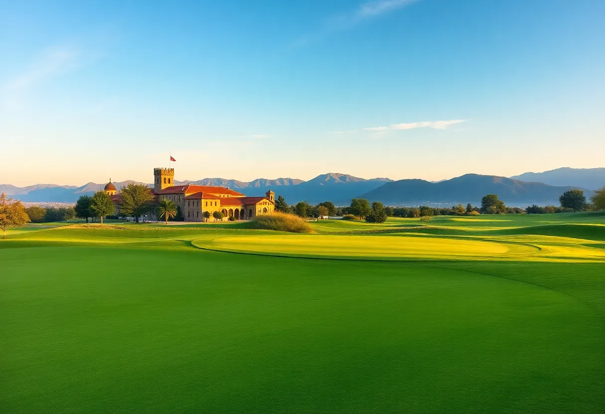 A scenic view of the 15th hole at Royal St David's Golf Club following renovations.