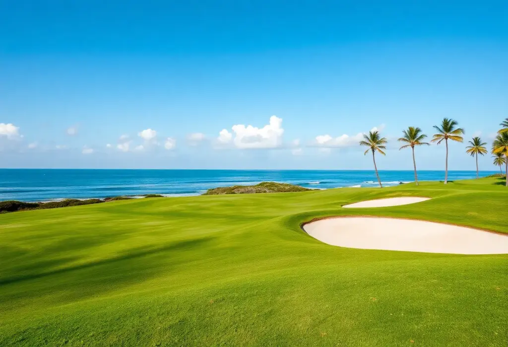 Seaside view of Teeth of the Dog golf course after renovation