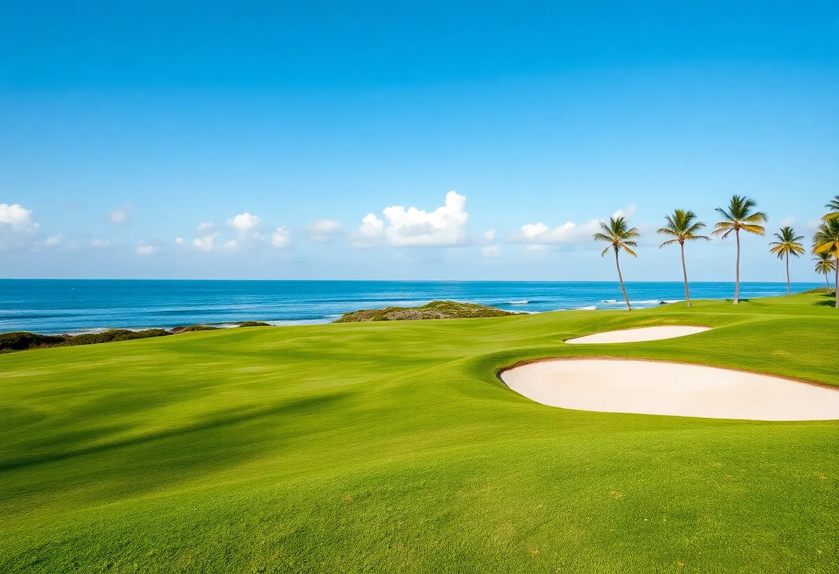 Seaside view of Teeth of the Dog golf course after renovation