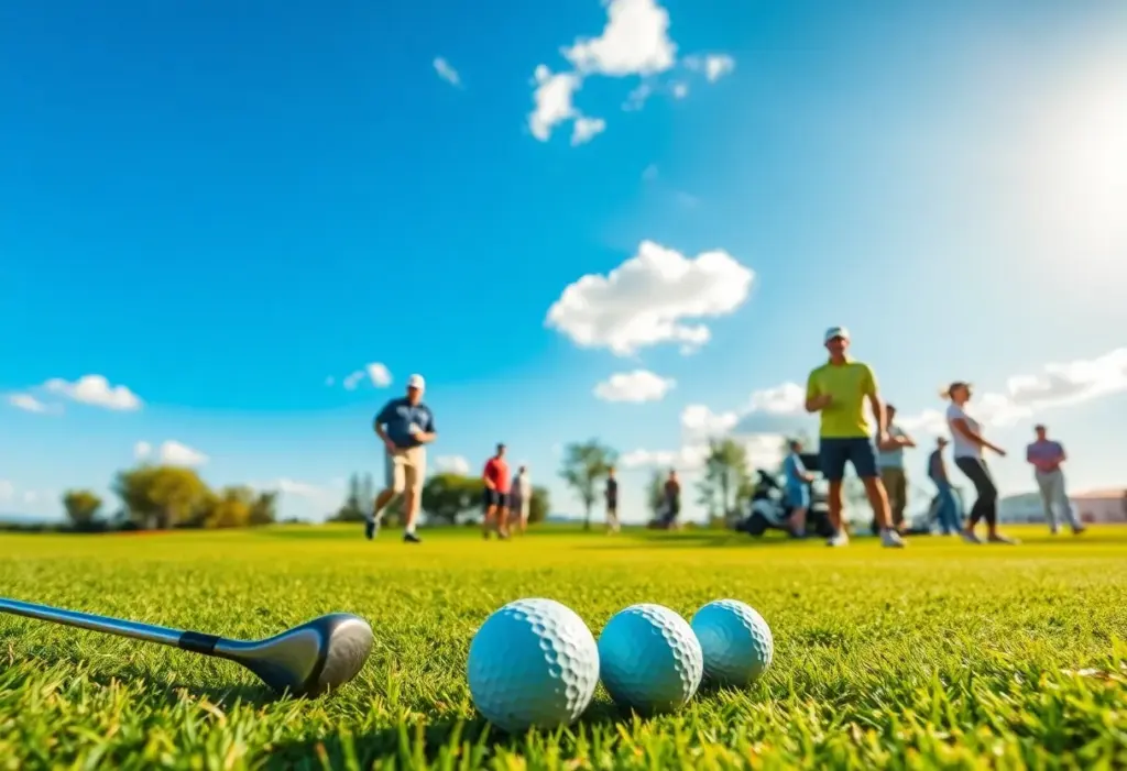 Athletes enjoying a golf competition on a sunny golf course