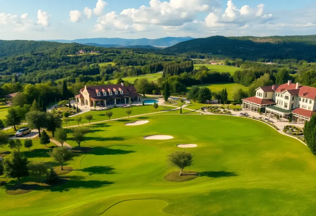 Scenic view of Terre Blanche Golf Resort with golf courses and luxurious accommodations
