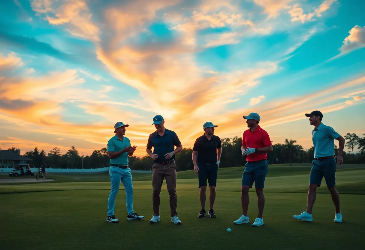 Golf match featuring intense competition and teamwork during the TGL finals.