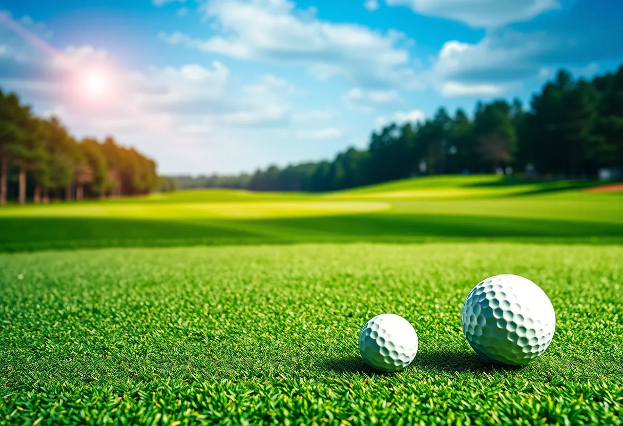 A visualization of golf courses juxtaposed with financial statistics.