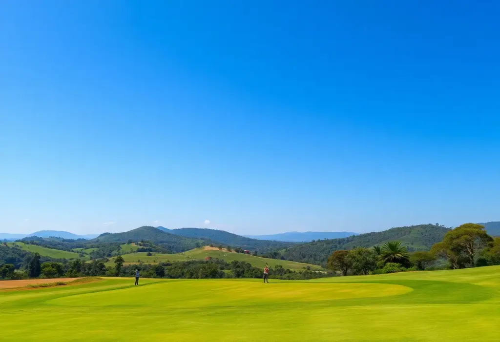 Scenic view of a lush golf course in Uganda