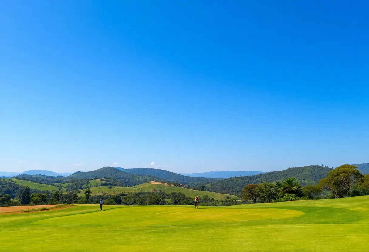 Scenic view of a lush golf course in Uganda
