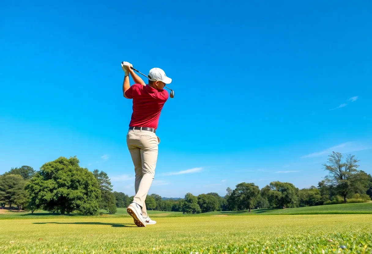 Golfer celebrating a victory on the golf course