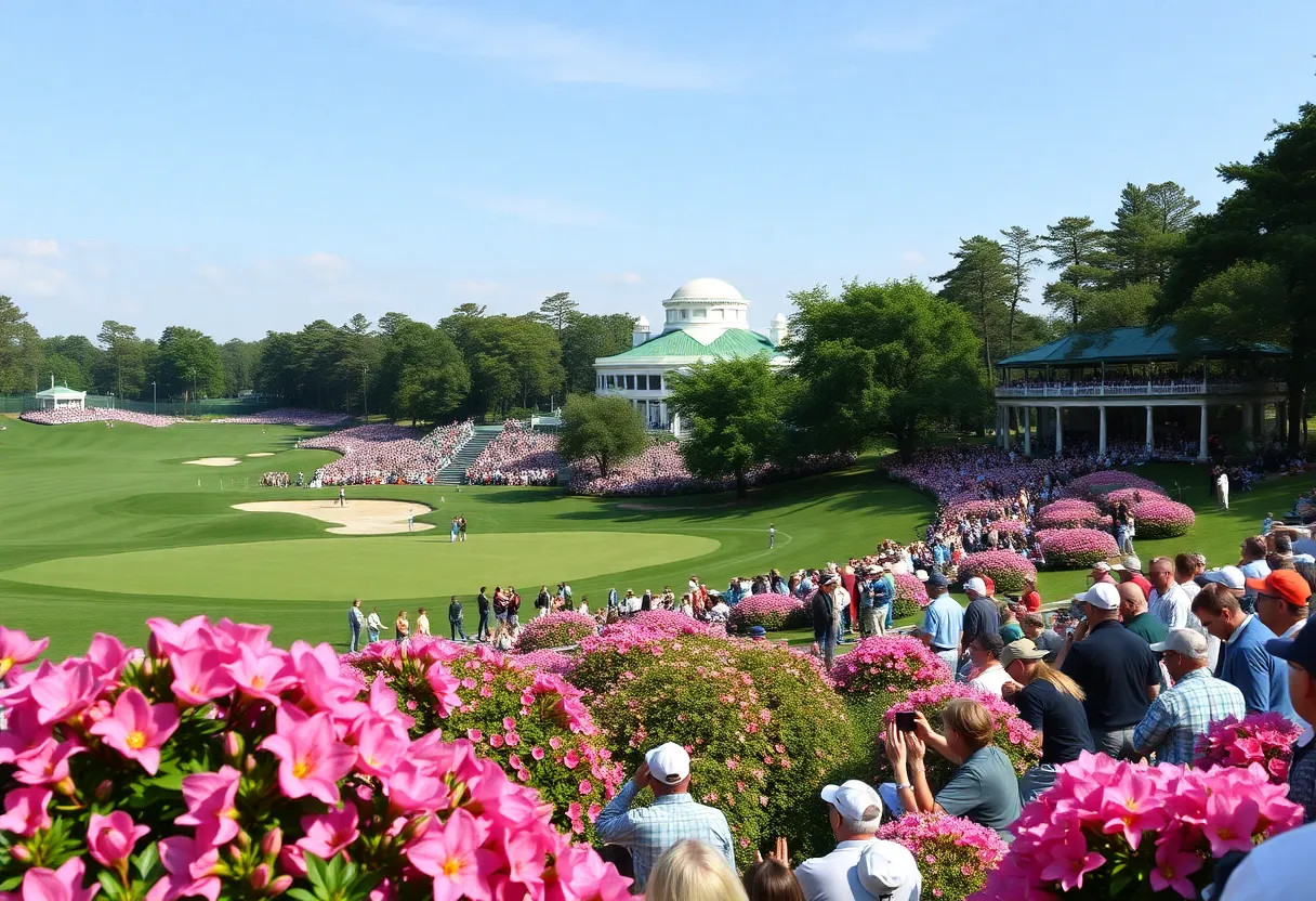 Lush greenery and azaleas at Augusta National Golf Club