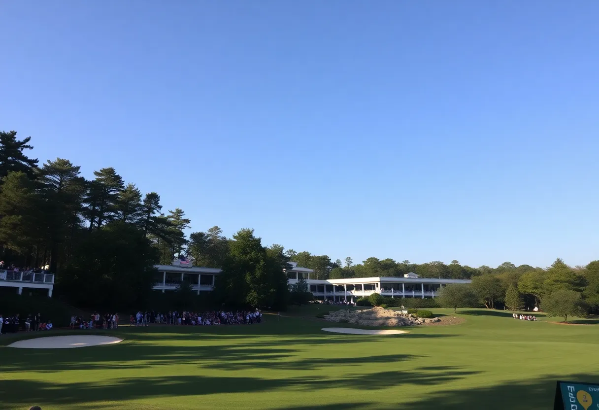 A scenic view of Augusta National Golf Club with celebration mood