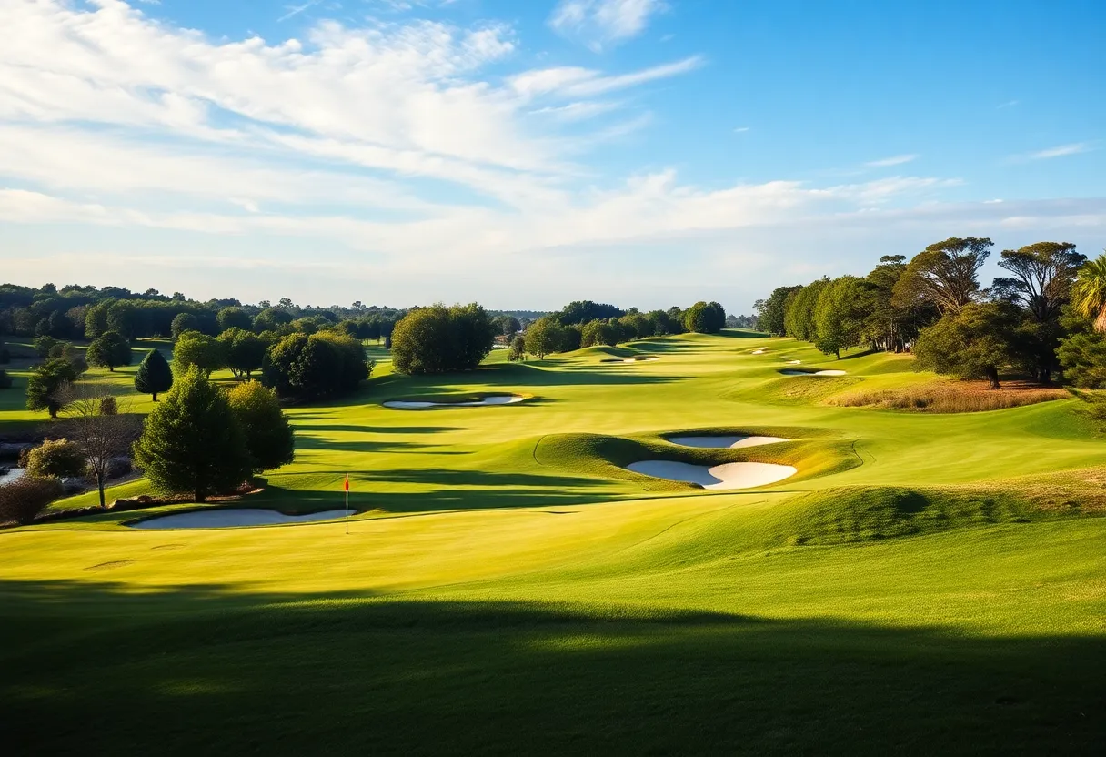 Golf course with scenic views during a major tournament