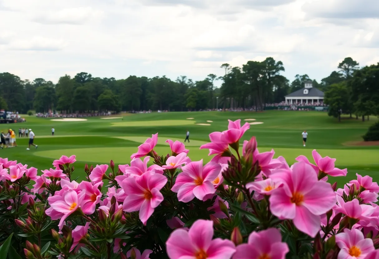 Scenic view of Augusta National during a golf tournament