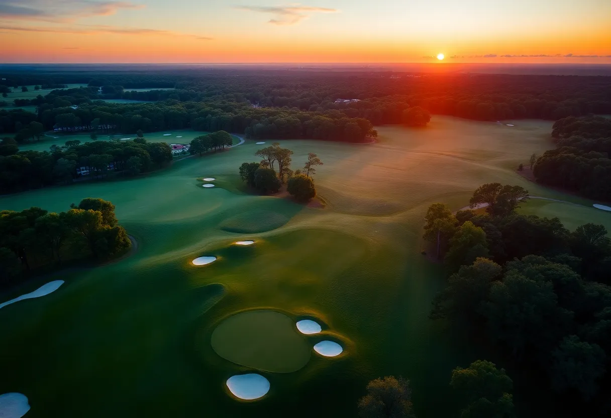 Aerial view of Augusta National golf course