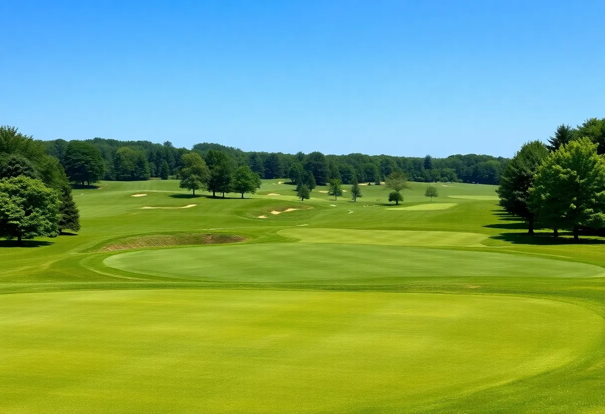 Scenic view of a public golf course in Connecticut with well-maintained fairways.