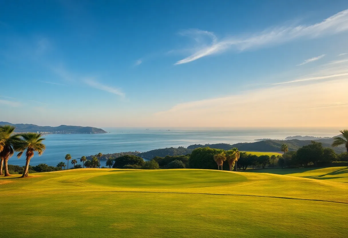 Luxurious golf course representing high-profile golfing expenses.