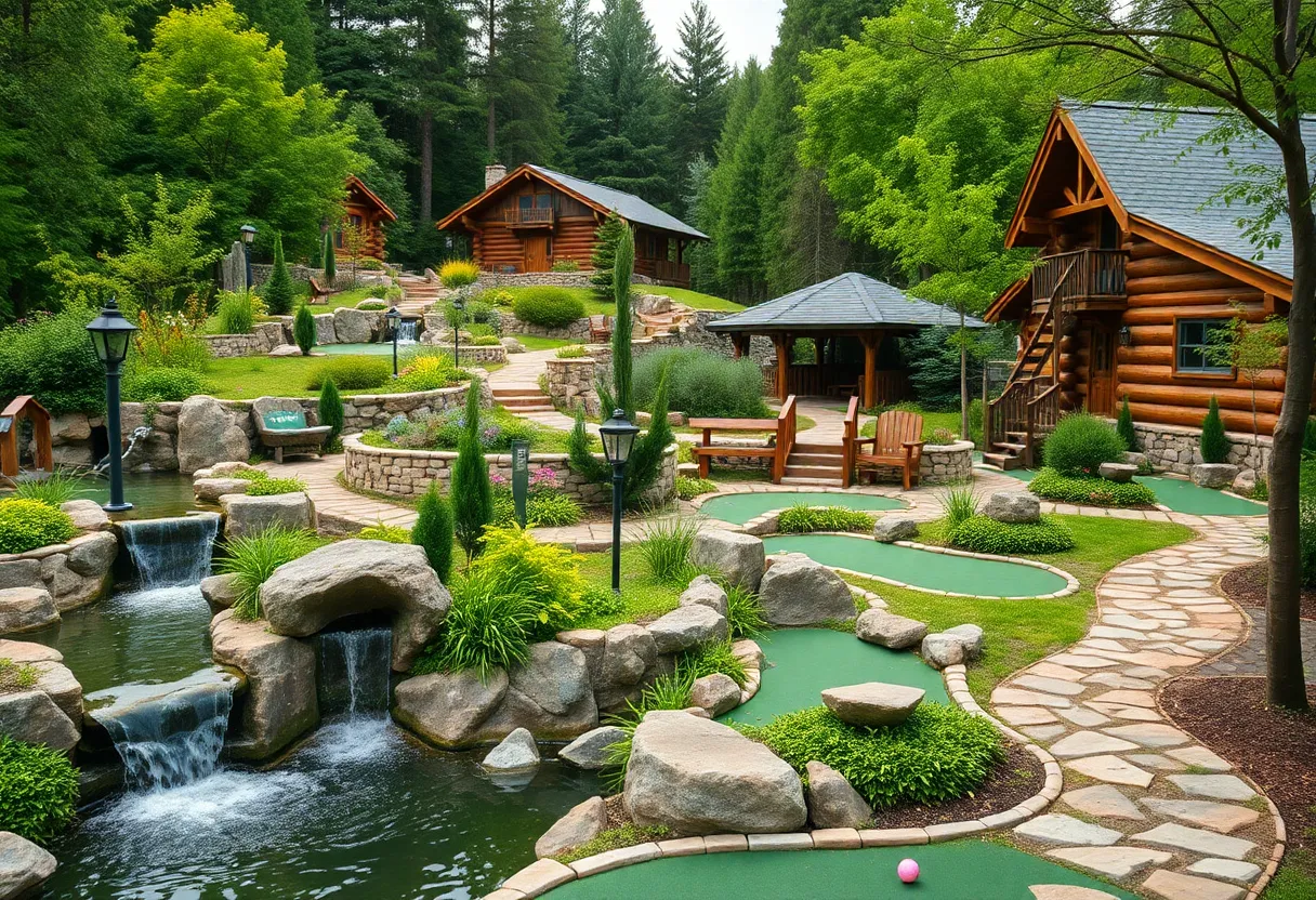Scenic view of Crystal Cave and Falls Mini Golf Course