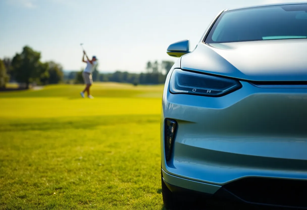 DS Automobiles showcasing electric car on a golf course