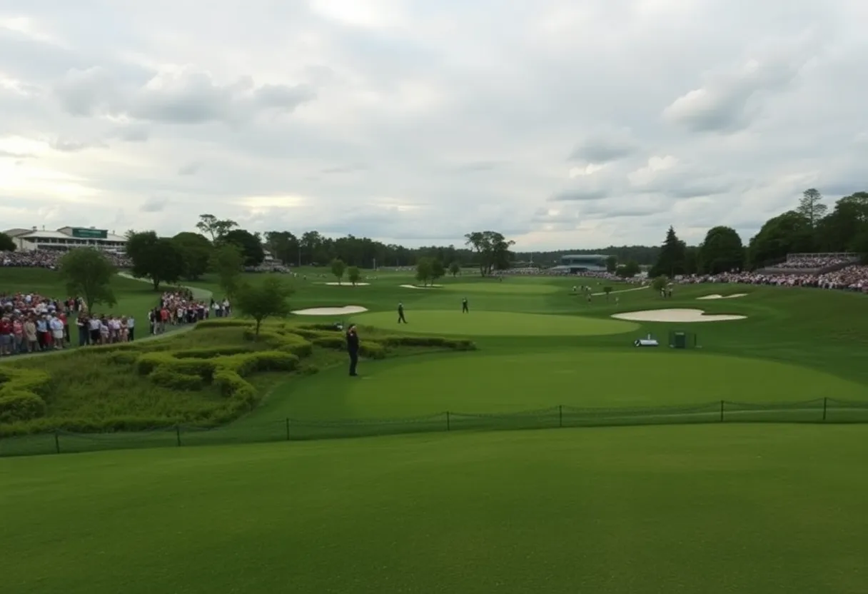 Golf course during a major tournament