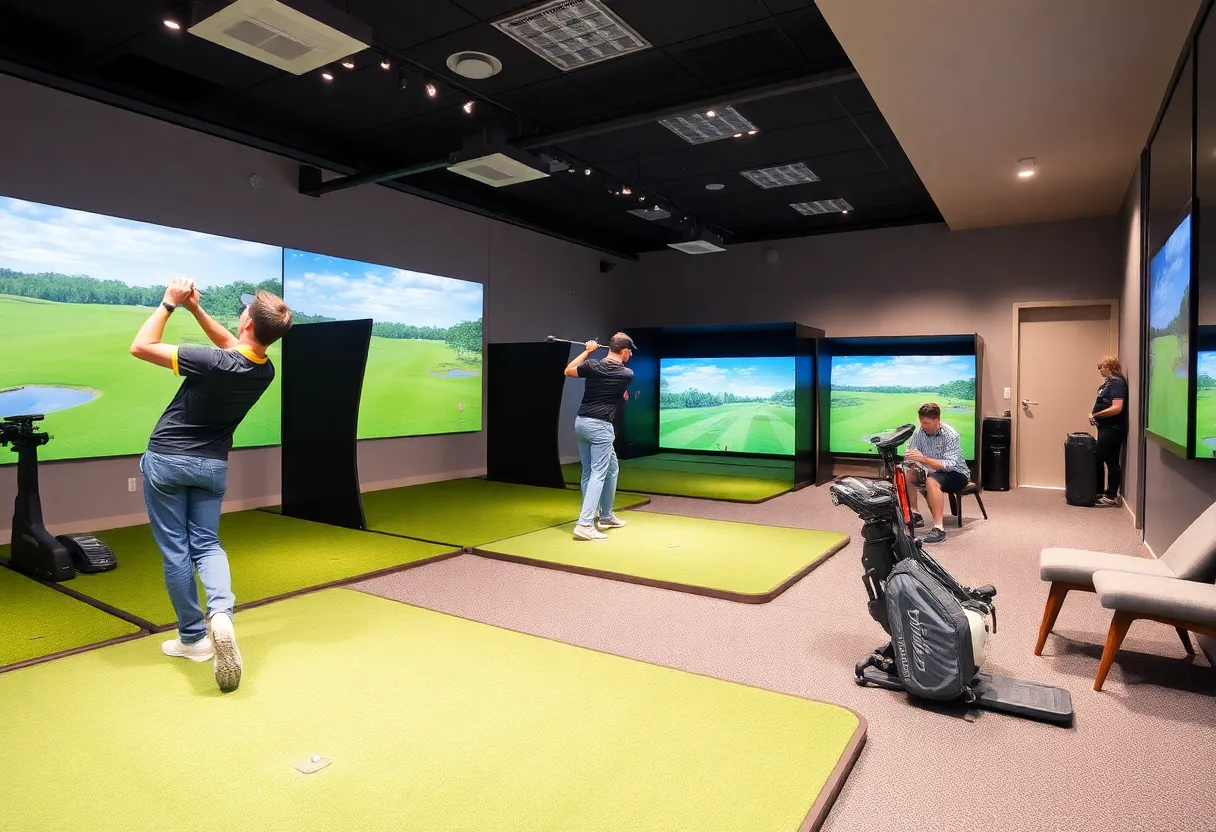 Interior view of Golf Envy showcasing indoor golf simulators