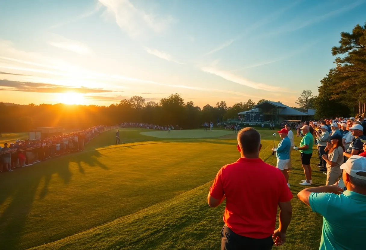 A vibrant scene from a golf tournament