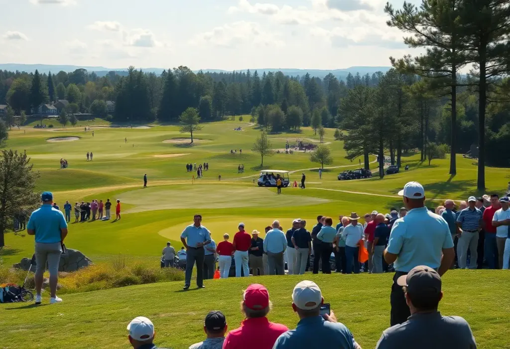 Scenic golf course landscape with spectators