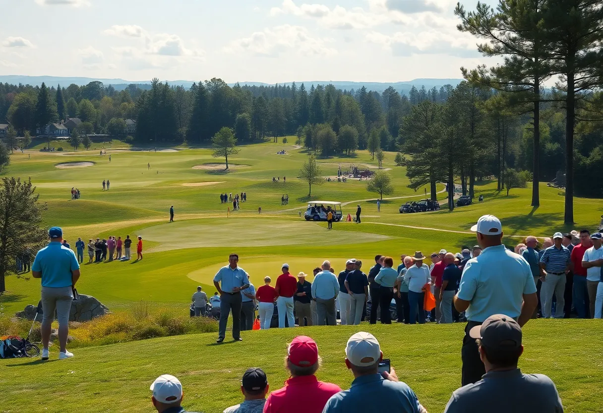 Scenic golf course landscape with spectators