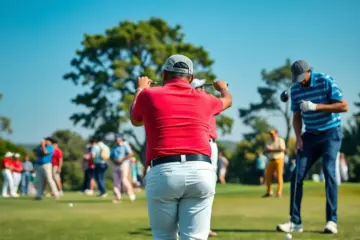 Golf players competing in a professional tournament in India
