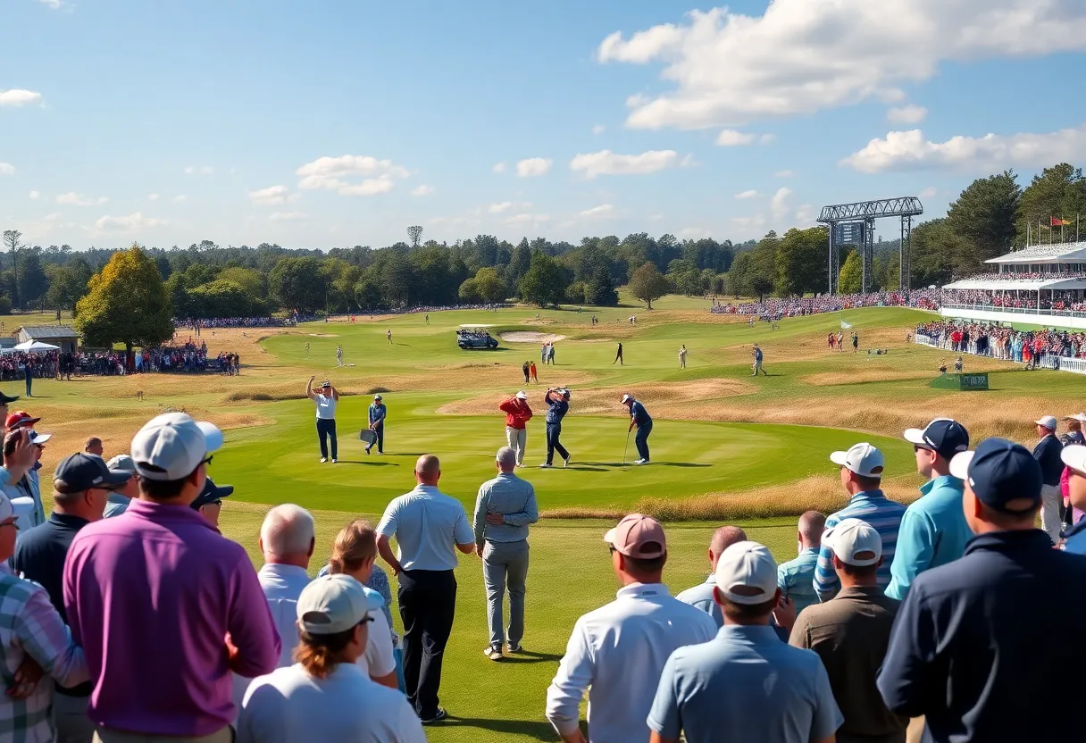 Golfers competing at the International Series Golf event in Japan