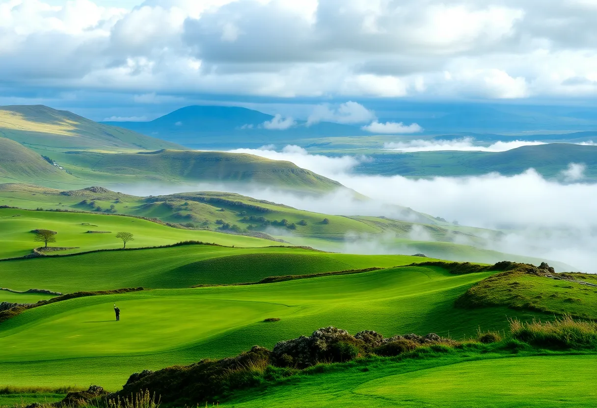 Lush green golf courses in Ireland with scenic landscapes