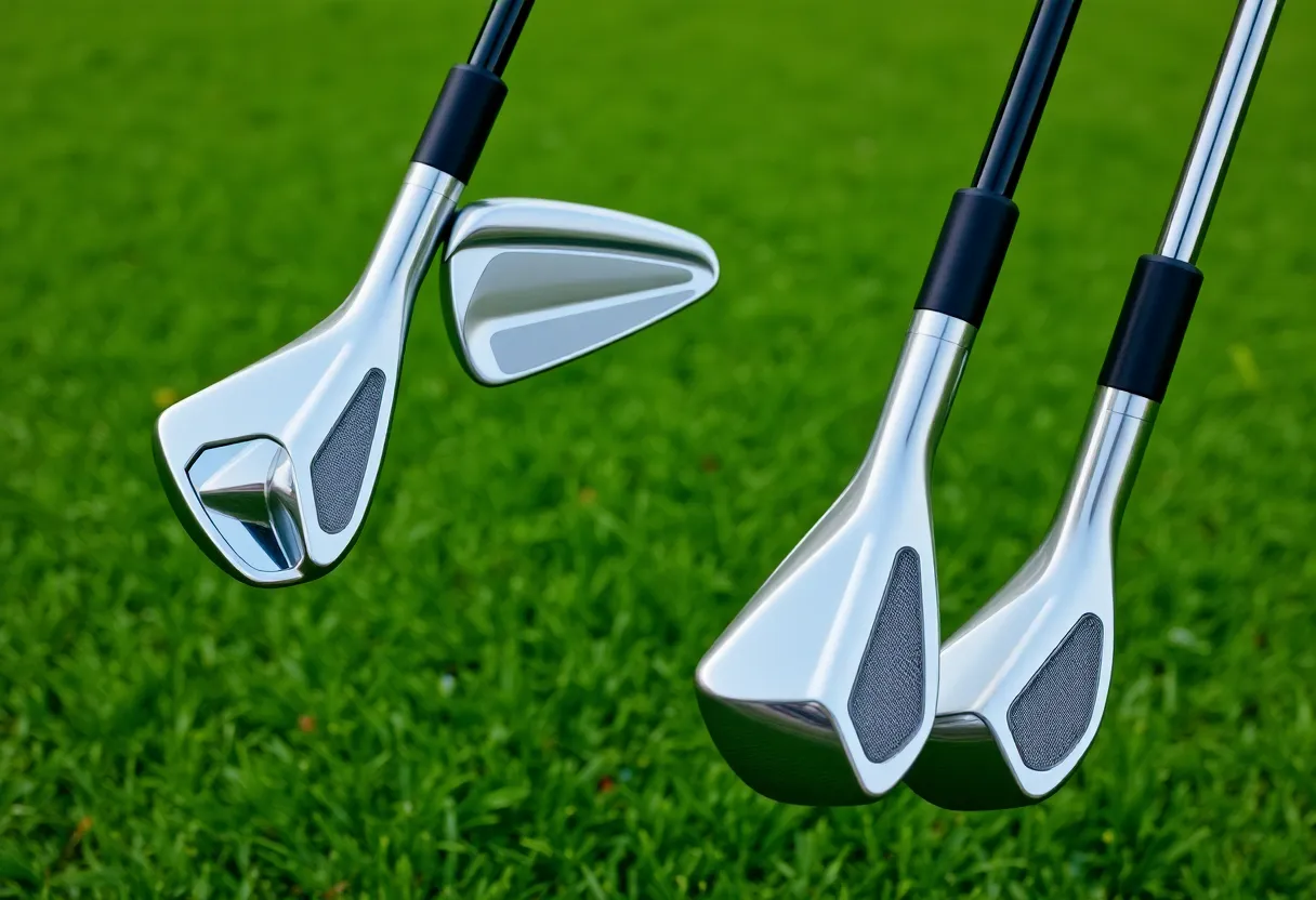 Mizuno JPX 919 Hot Metal Pro Irons displayed on a golf course