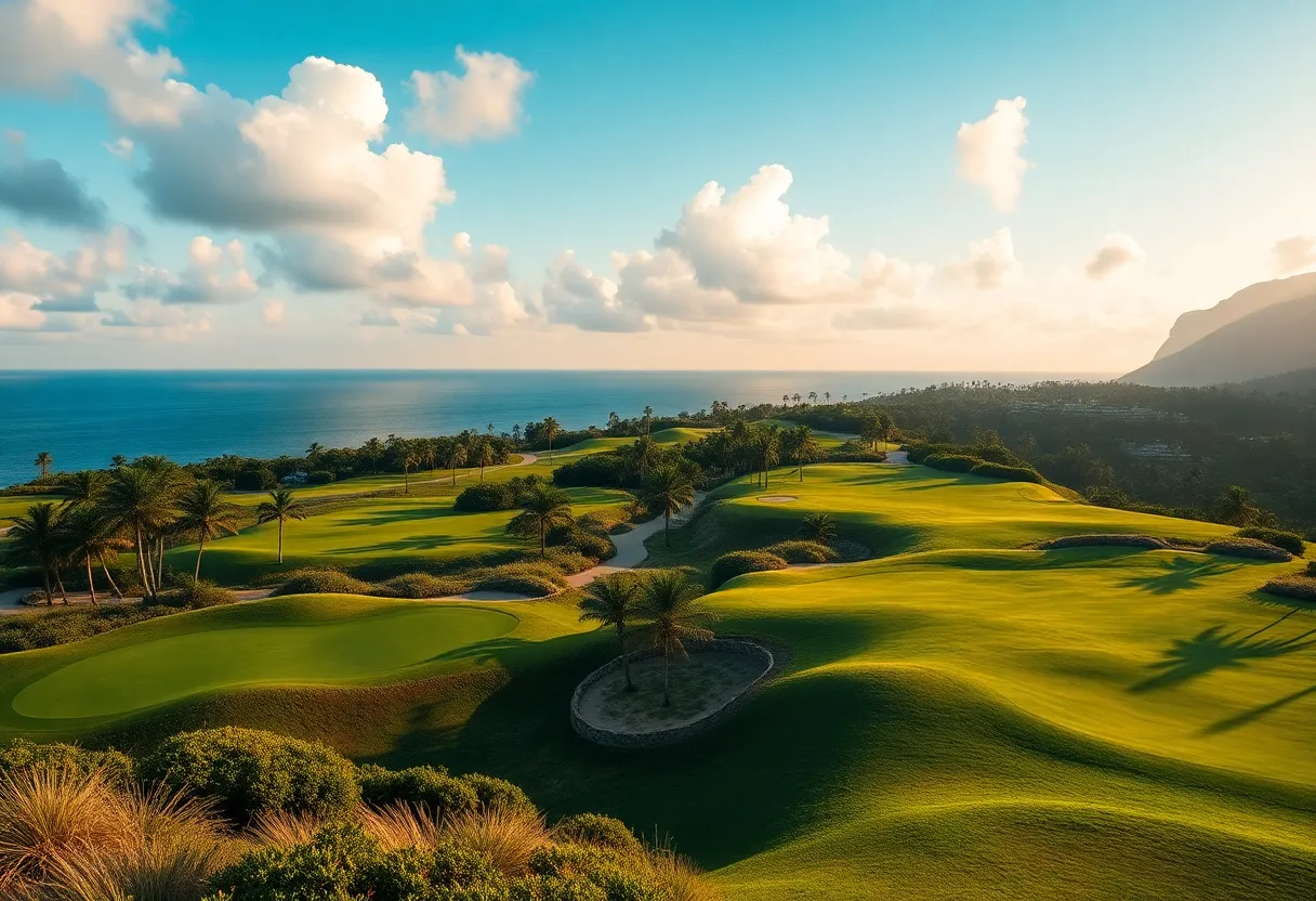 Stunning ocean view from La Réserve Golf Links in Mauritius