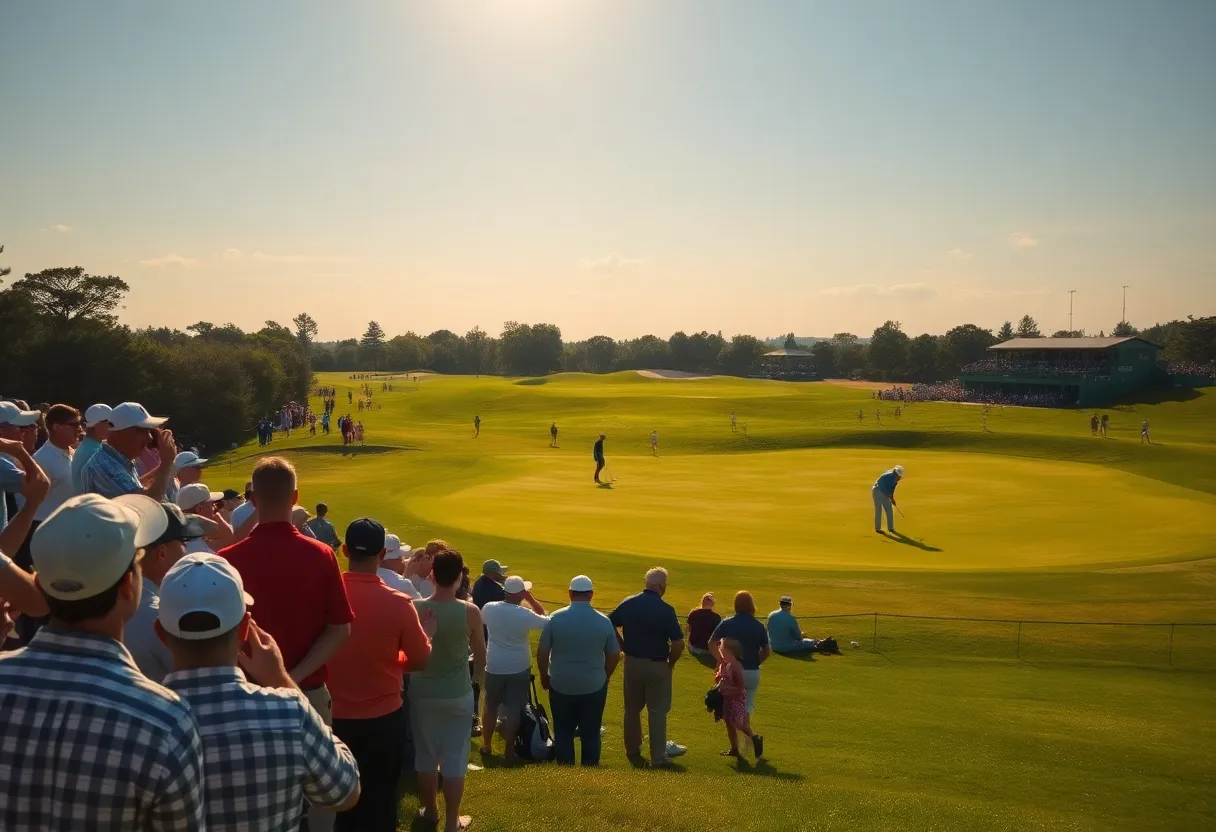 Players competing at the 2026 Masters Tournament on a sunny day.