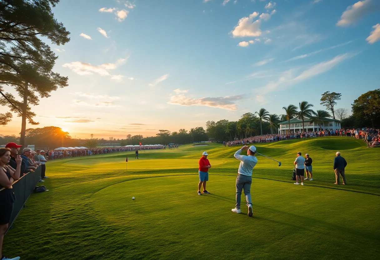 Spectators enjoying the Masters Tournament at Augusta National Golf Club