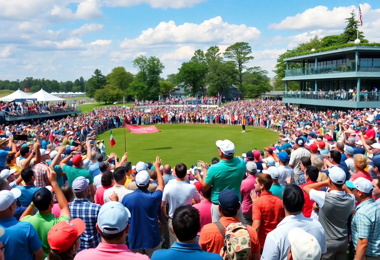 Rory McIlroy celebrating his Masters victory on the green.