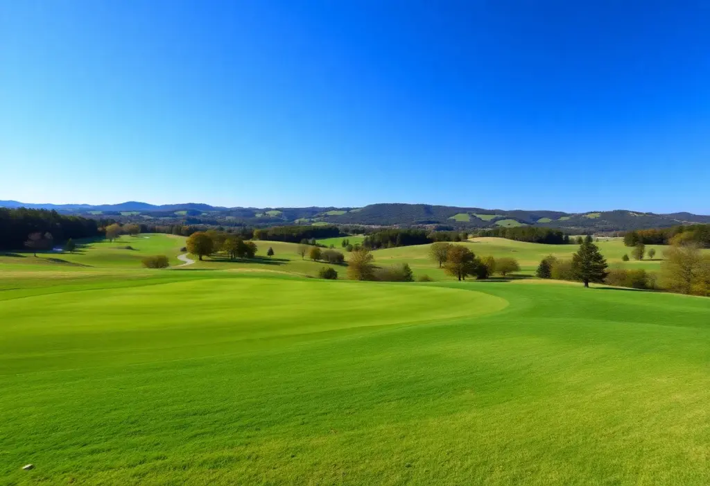 A scenic golf course in North Carolina with vibrant greens and a clear sky.