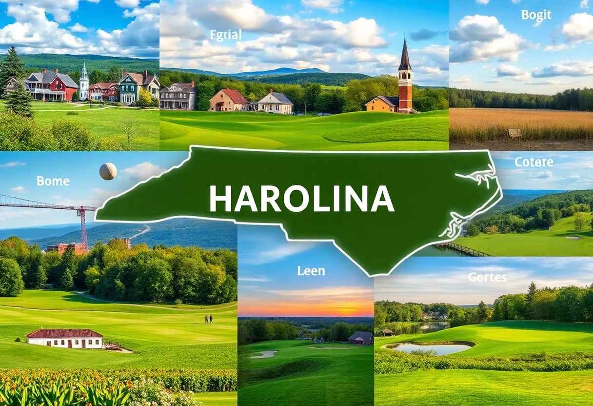 A collage of North Carolina's top hidden gems including flora, fauna, and charming towns.