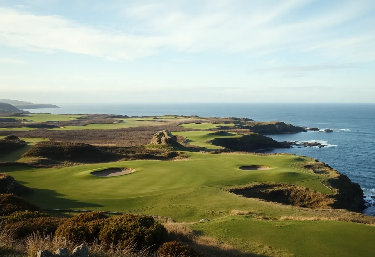 Stunning view of Old Petty Golf Course with coastal landscapes.