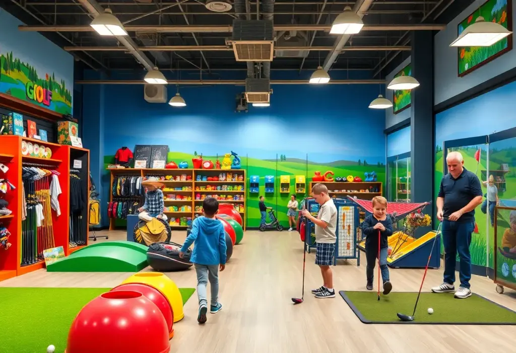 Children enjoying activities at PGA TOUR Superstore's childcare area.