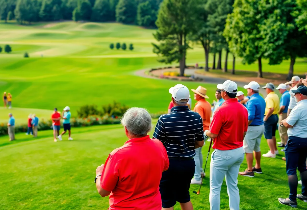 Participants playing golf at Providence College charity tournament