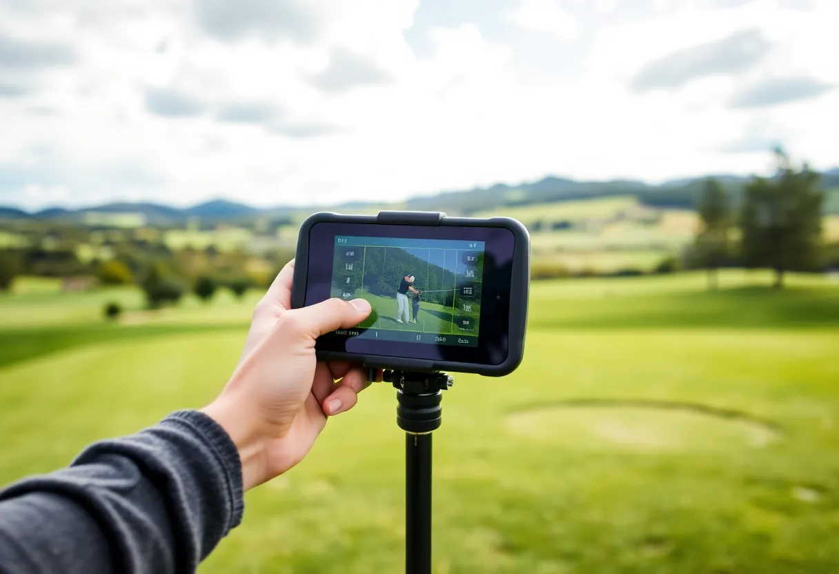 Rapsodo MLM2PRO golf launch monitor at a golf course