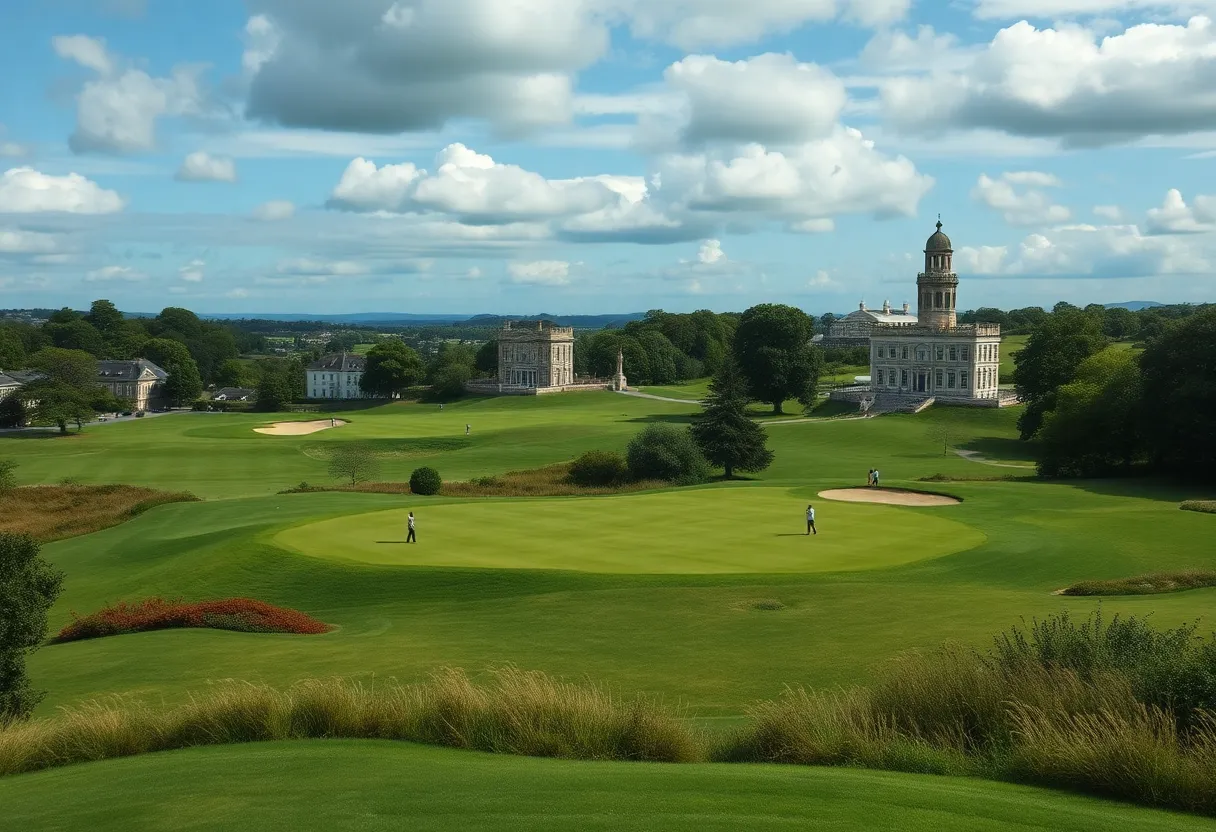 Golf tournament at RBC Heritage featuring players amidst lush landscape