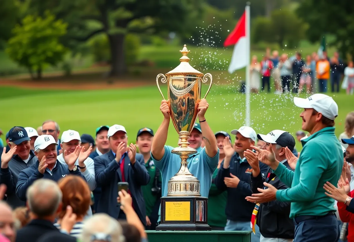 Celebration at the Masters golf tournament