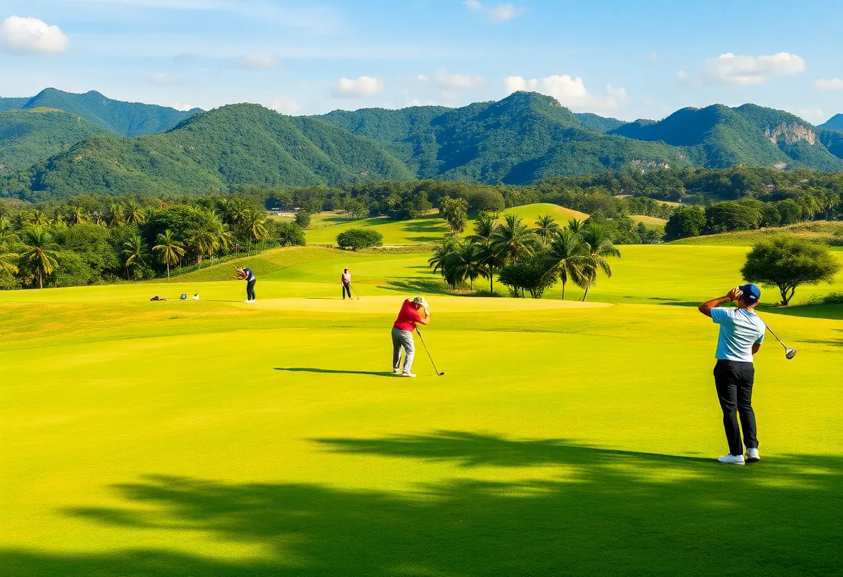 Golfers on the course in Da Nang for the Sta. Lucia Golf Tour