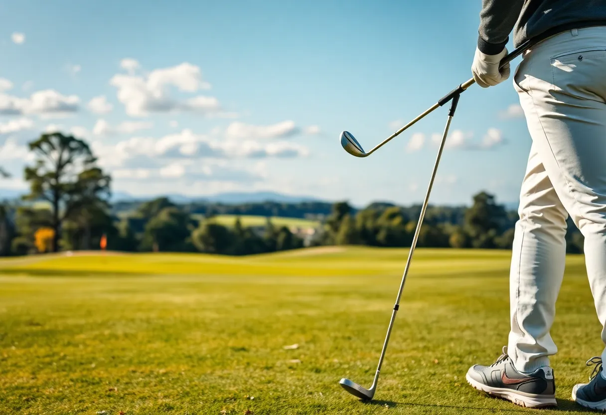 Golf course with new golf equipment and apparel