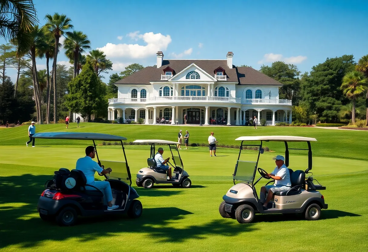 A picturesque golf course scene highlighting luxury and leisure.