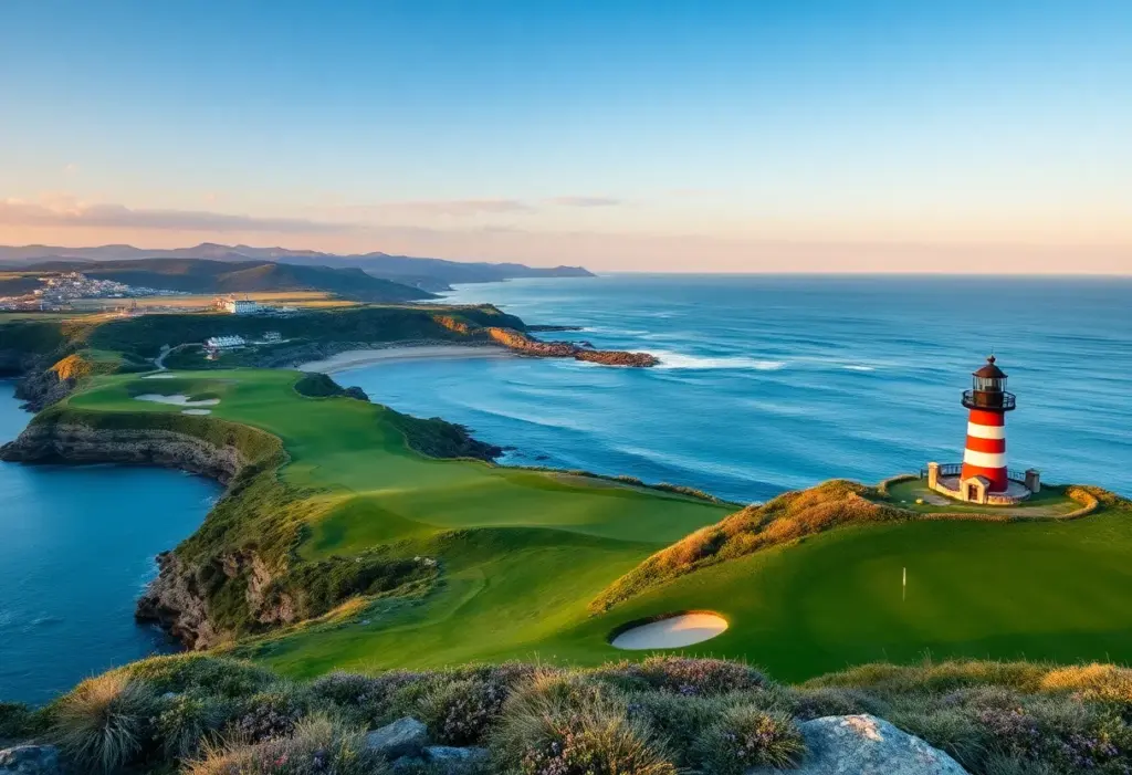Coastal view of Trump Turnberry Golf Course with lighthouse