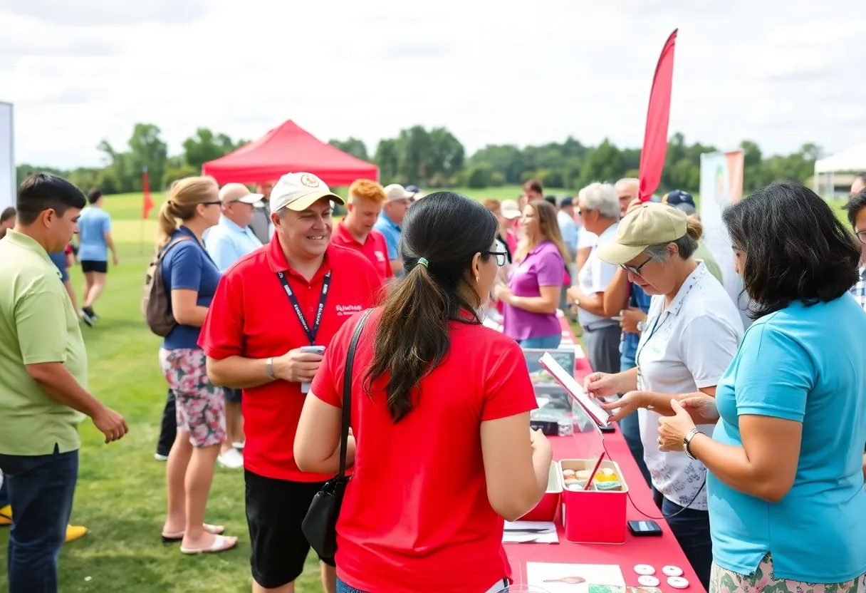 People participating in the UHS Health Expo at a golf course.