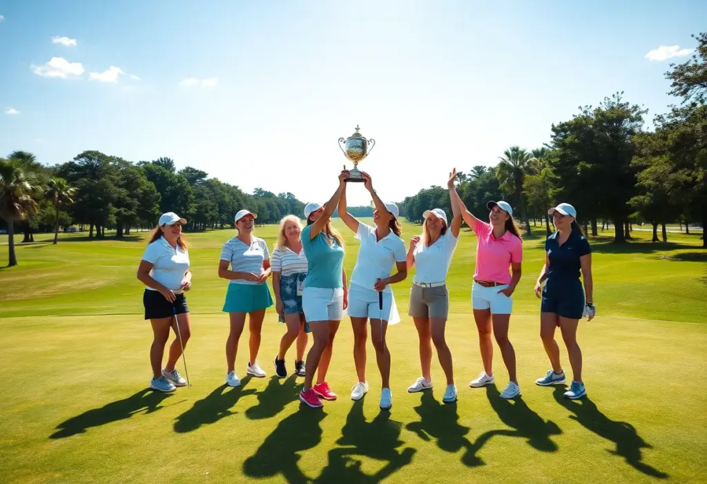 USC Women's Golf Team celebrating their tournament victory