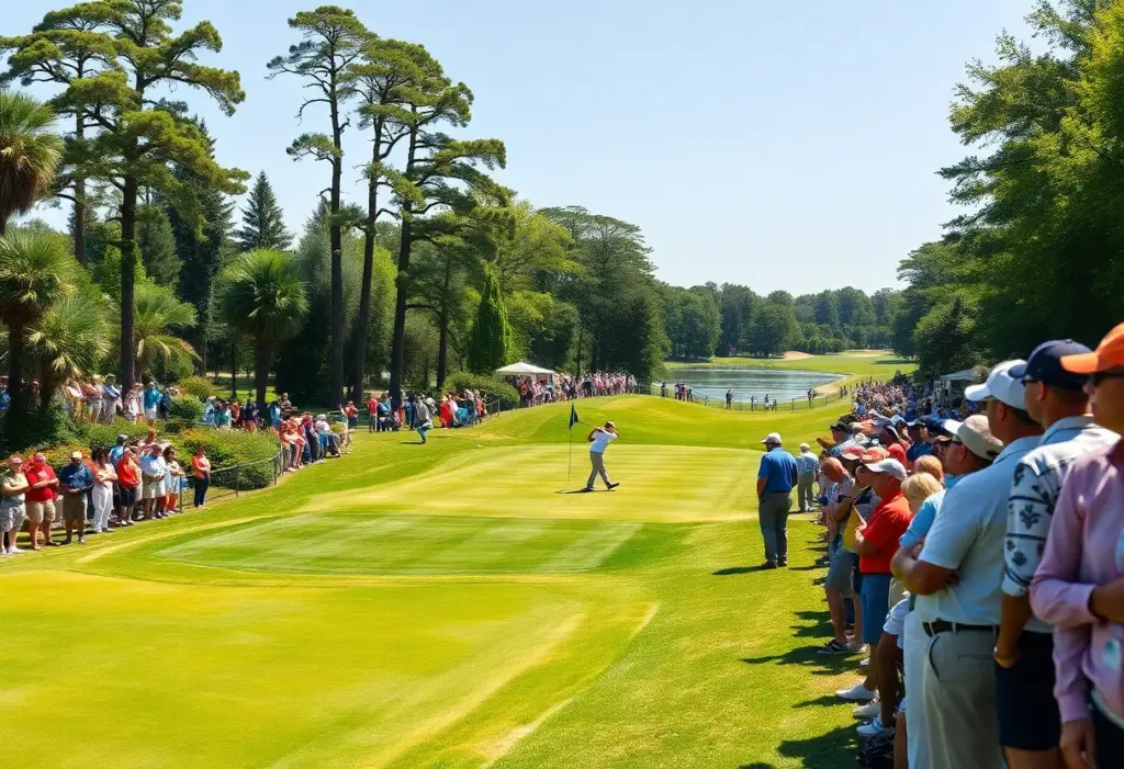 Golf tournament at Valero Texas Open with players and fans