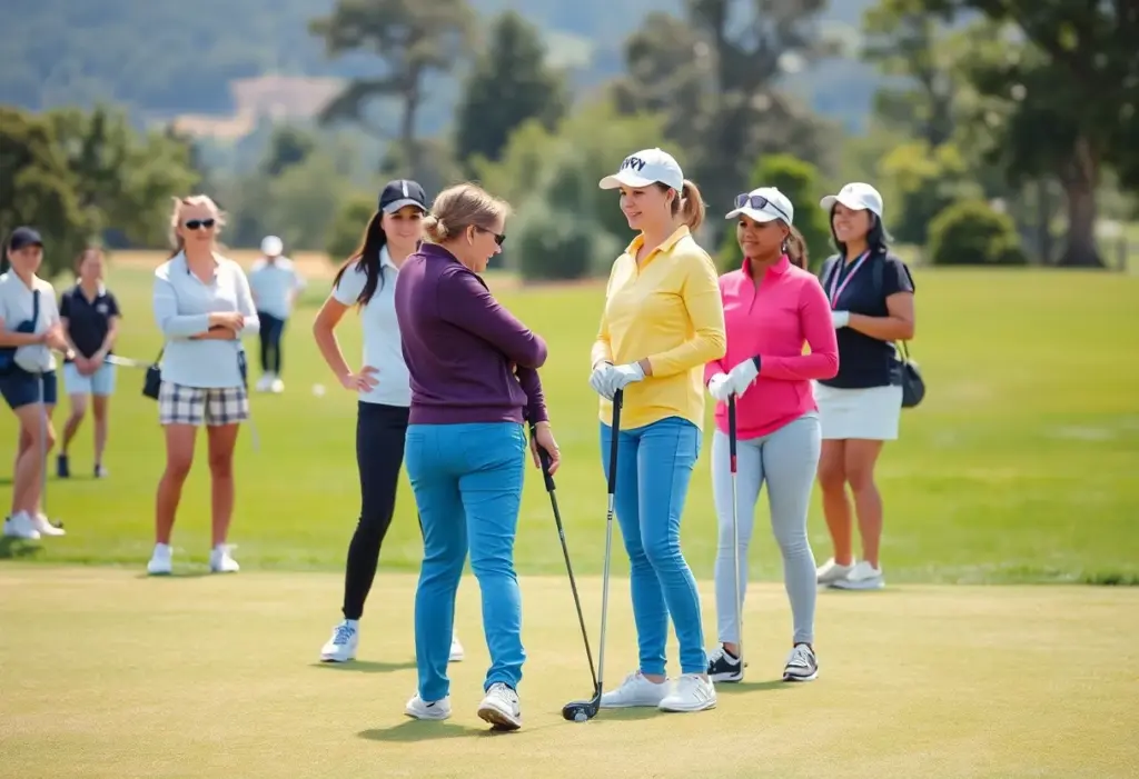 A group of female golfers enjoying a game on the golf course.